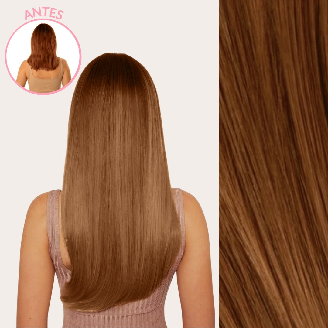 Extensiones Lisas Con Hilo Invisible y clips 55cm