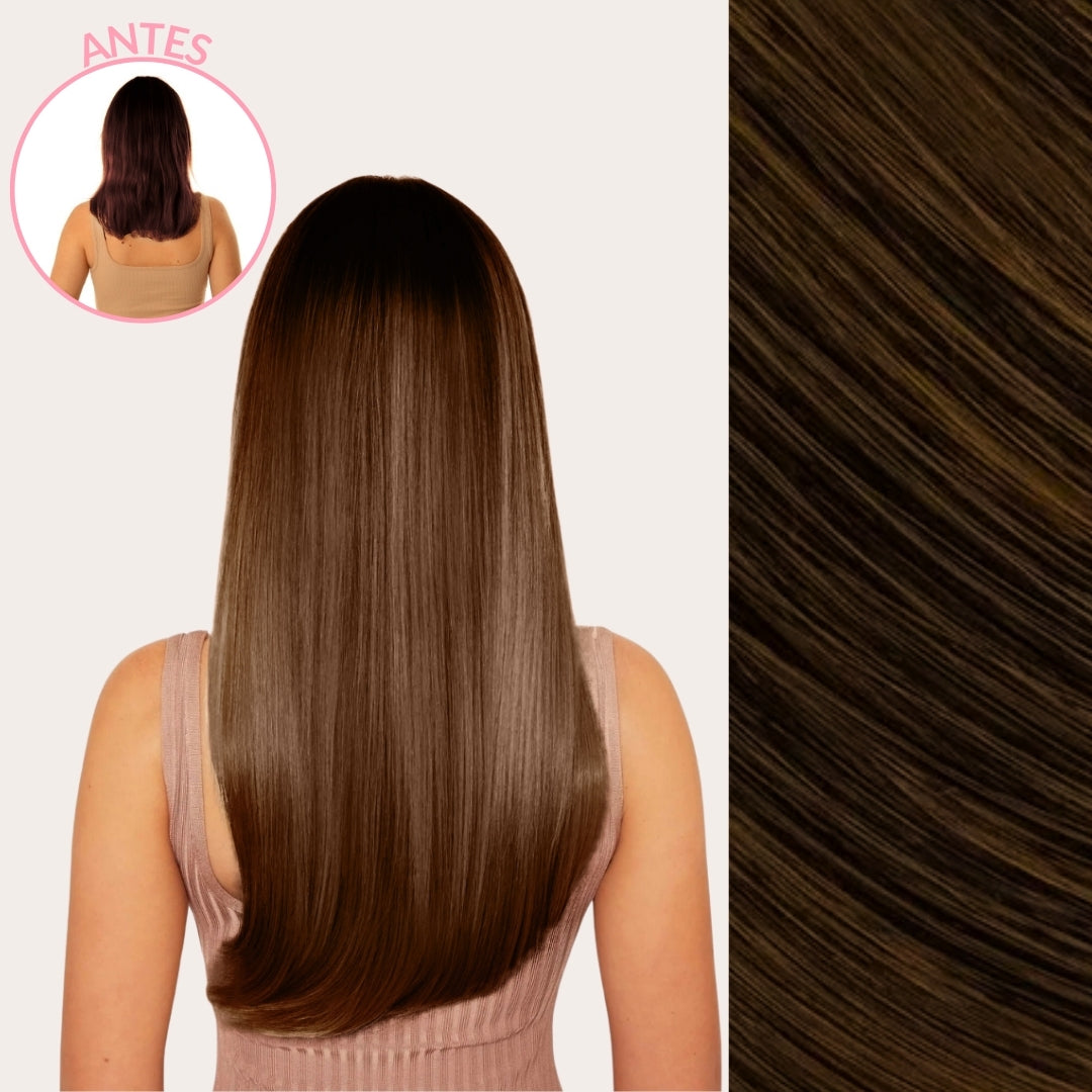 Extensiones Lisas Con Hilo Invisible y clips 55cm