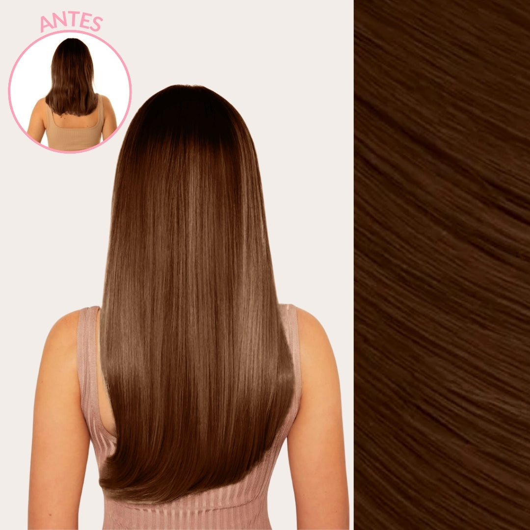 Extensiones Lisas Con Hilo Invisible y clips 55cm