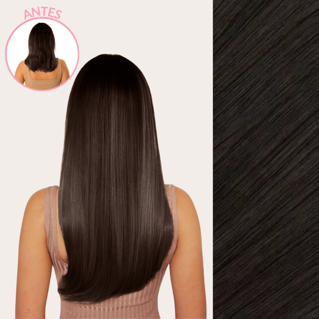 Extensiones Lisas Con Hilo Invisible y clips 55cm