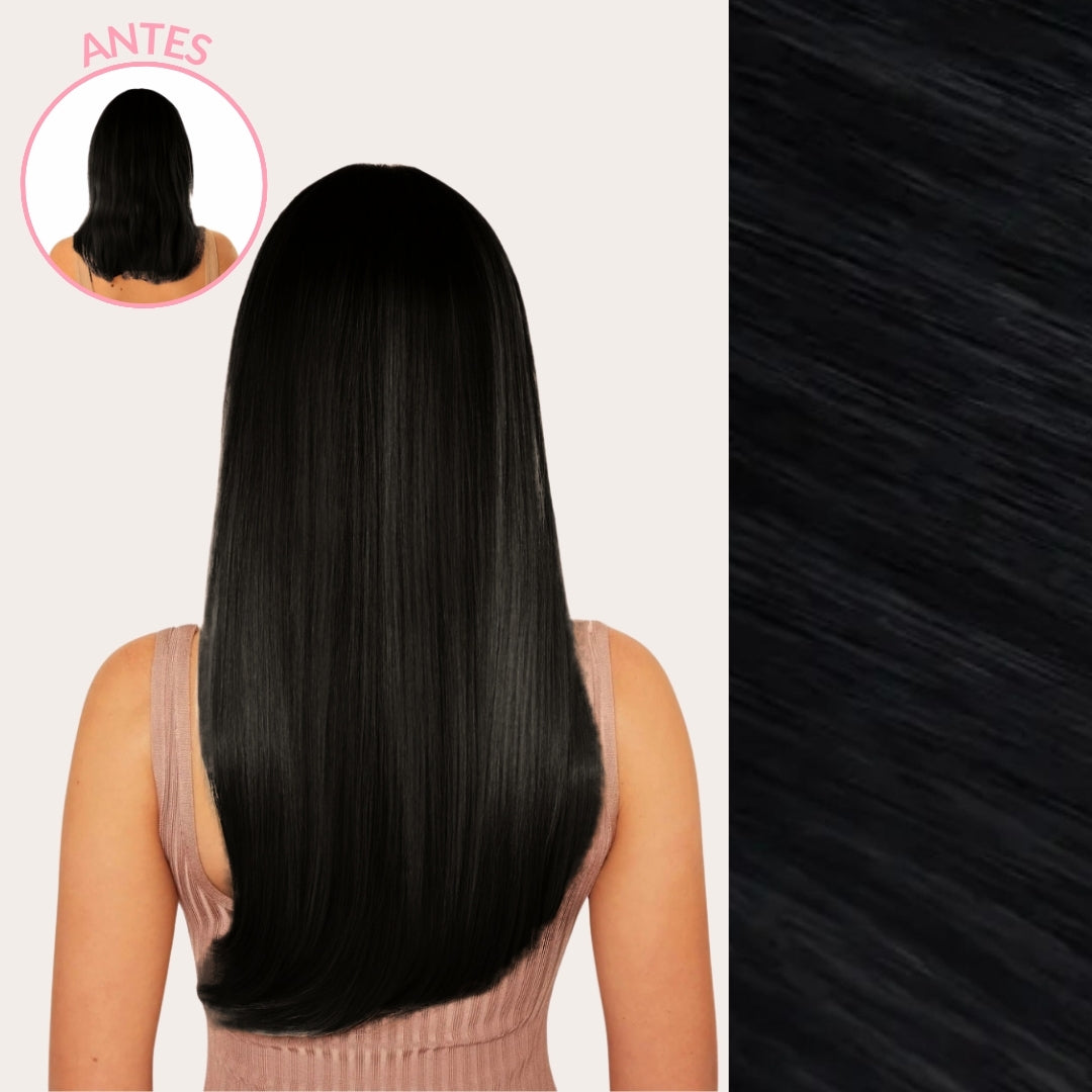 Extensiones Lisas Con Hilo Invisible y clips 55cm