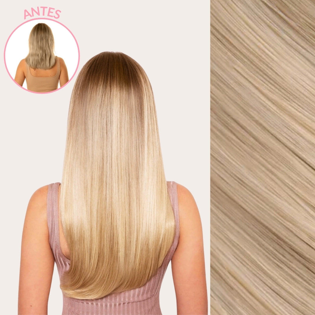 Extensiones Lisas Con Hilo Invisible y clips 55cm