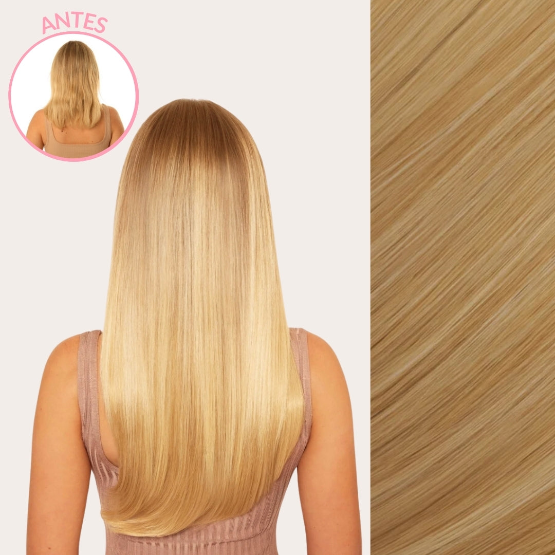 Extensiones Lisas Con Hilo Invisible y clips 55cm