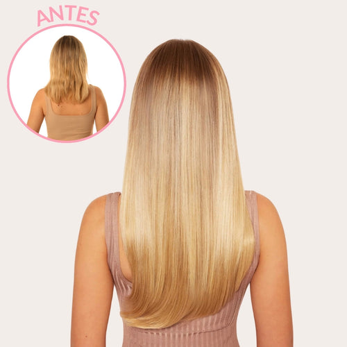 Extensiones Lisas Con Hilo Invisible y clips 55cm